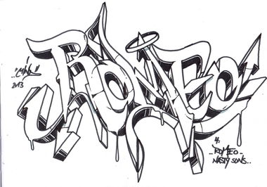 Graffiti Sketch in Mainz - Photo by Mindone - Romeo, Mind, one (2013)