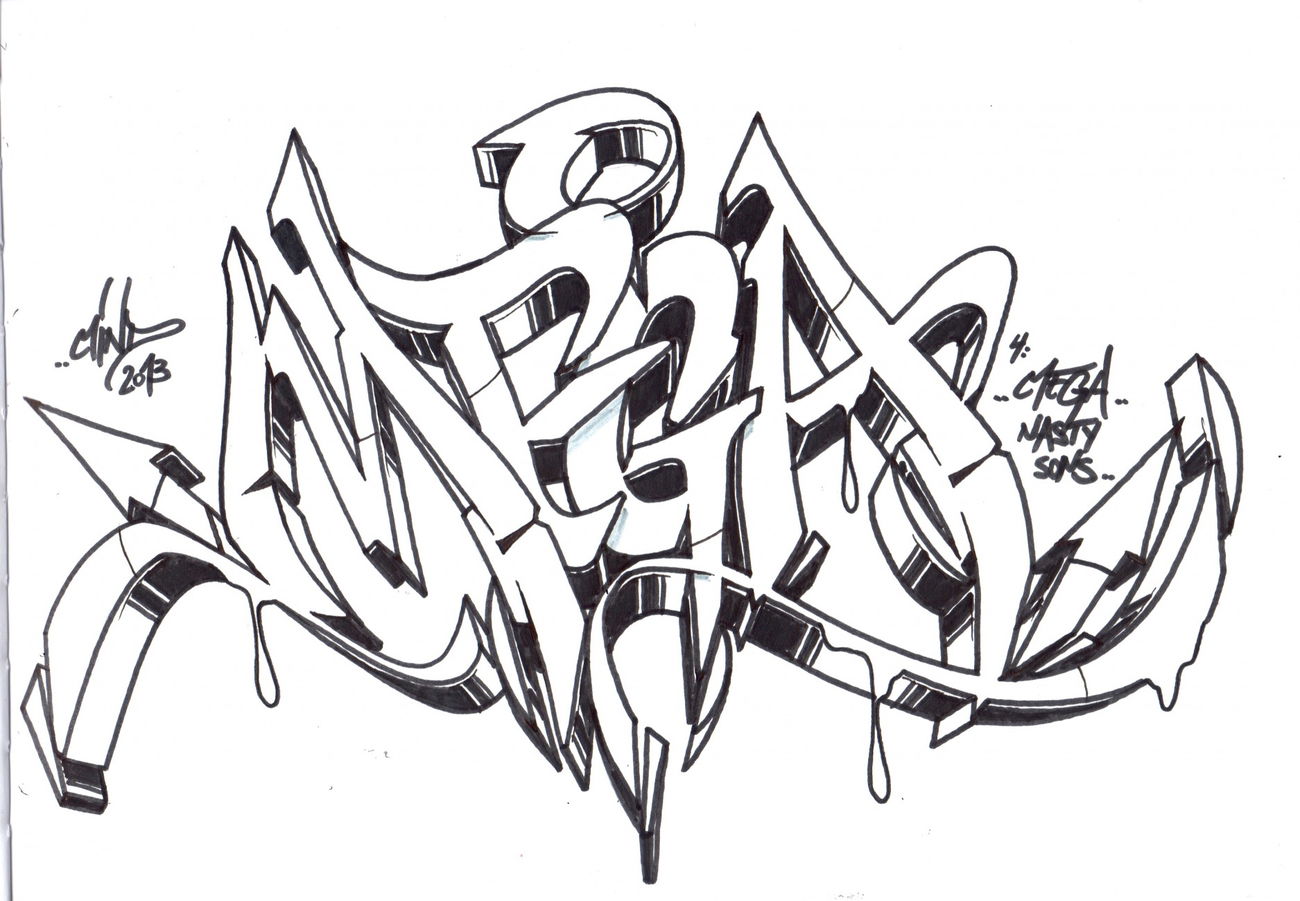 Graffiti Sketch - Photo by Mindone - Mega, Mind, one (2014)