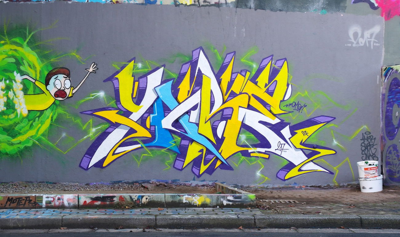 Graffiti Wall in Ruhr-uni bochum - Photo by Mister217 - yare217, omg, semiwild (2017)