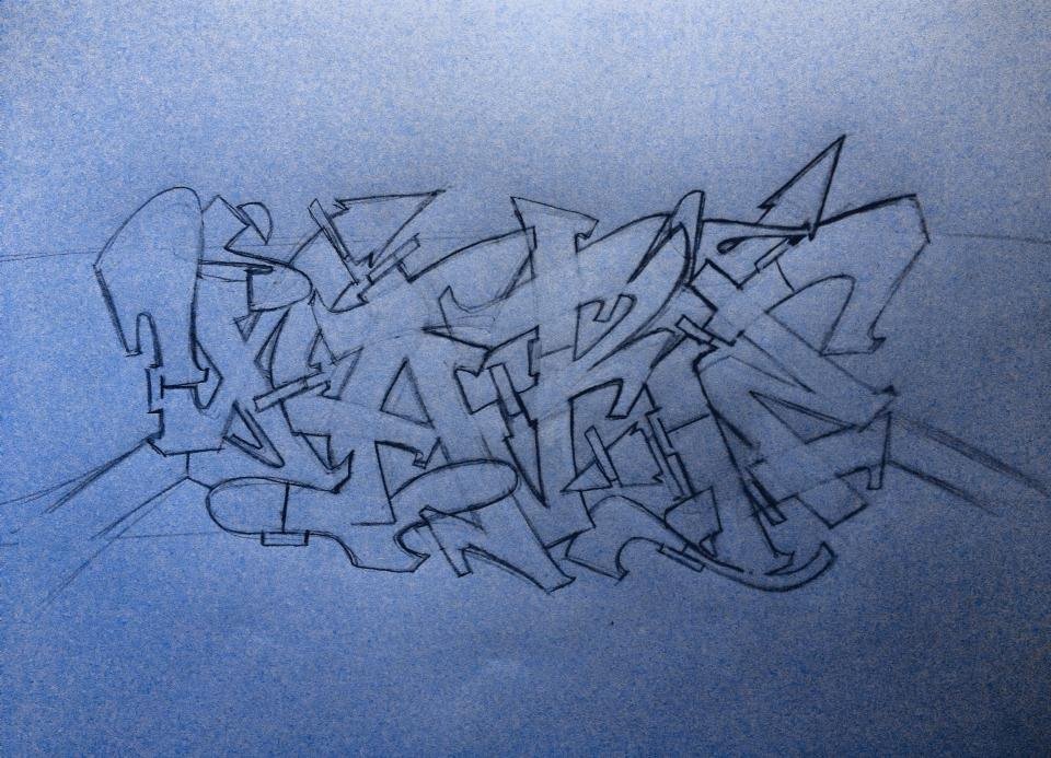 Graffiti Sketch in Duisburg - Photo by Mister217 - yare217, omg (2013)