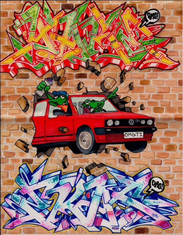 Graffiti Sketch in Duisburg - Photo by Mister217 - OMG, yare217, eras (2014)