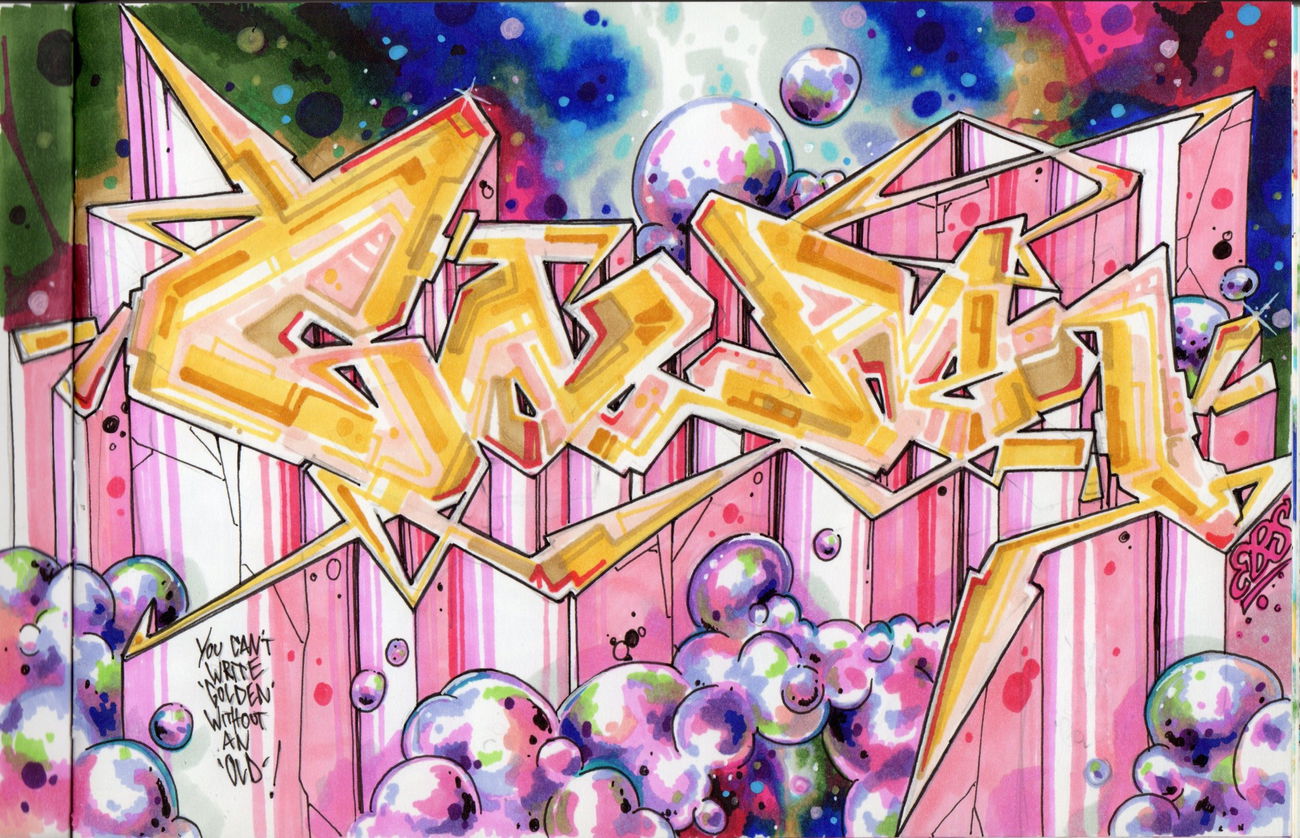 Graffiti Wall - Photo by MisterEgosign - golden, graffiti, style (2016)