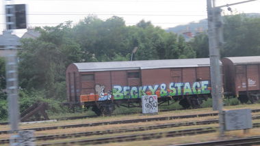 Graffiti Train in Vienna - Photo by MisterSchnebshod - becky, stace