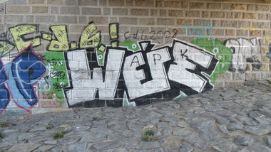 Graffiti Wall in Vienna - Photo by MisterSchnebshod - we, are, we're