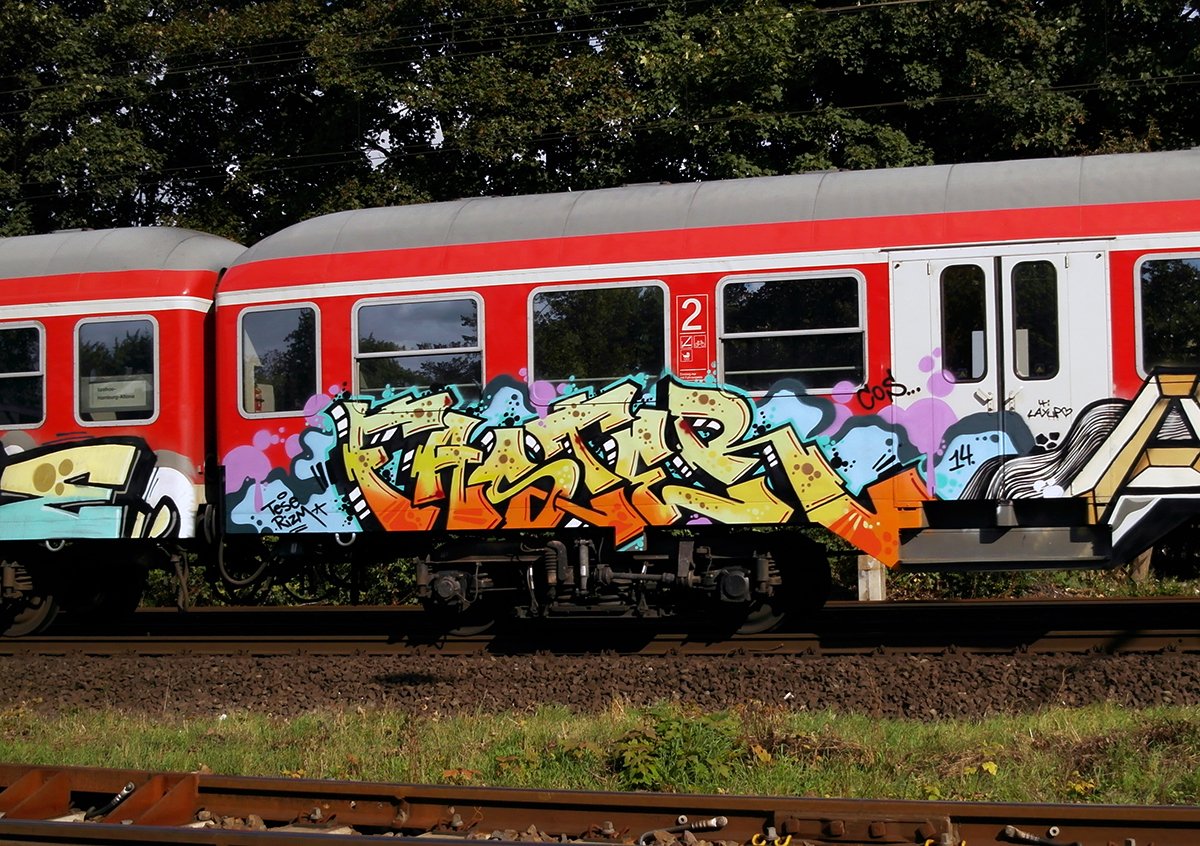 Graffiti Train in Hamburg - Photo by Mongole23 - faster