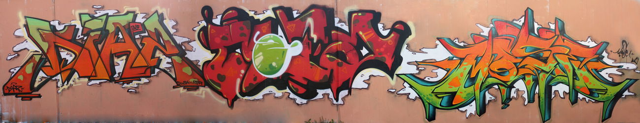 Graffiti Wall in Malsch bahnhof - Photo by MoseOne - Diaz, Meta, Mose (2015)