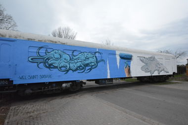 Graffiti Train in Magdeburg - Photo by MrBrotlosekunsT - wel, spoare153, saint (2016)