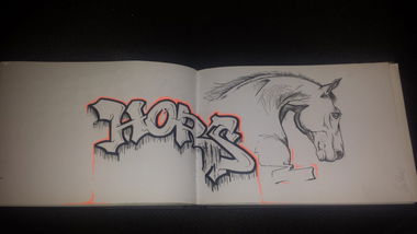 Graffiti Sketch - Photo by NUSONE - HORSe, Pferd, Sketch (2014)
