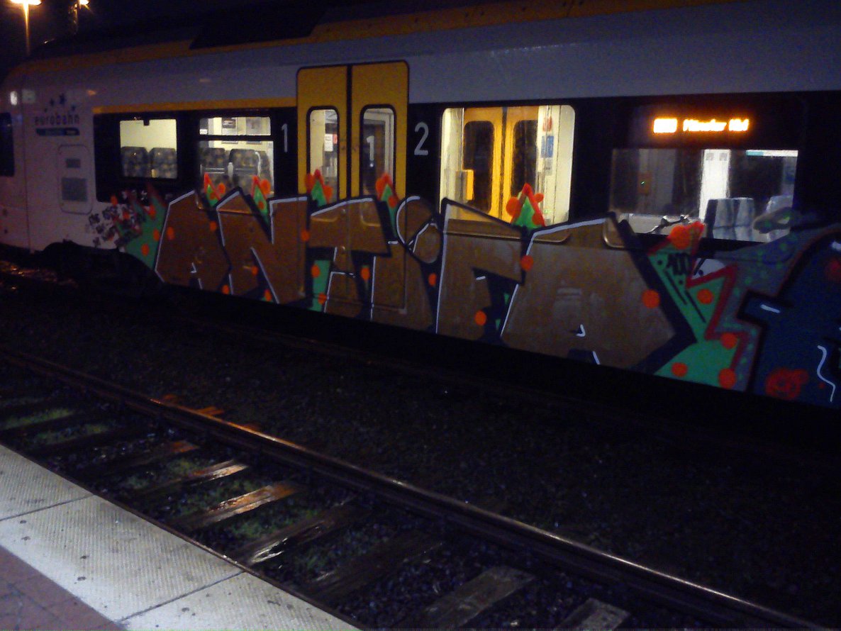 Graffiti Train - Photo by Nahrungsmittel - ANTIFA, ANGRY, RB50 (2014)