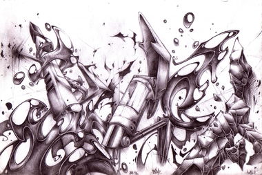 Graffiti Sketch in Kuala Lumpur - Photo by Nazca - Nazca, Malaysoa (2013)