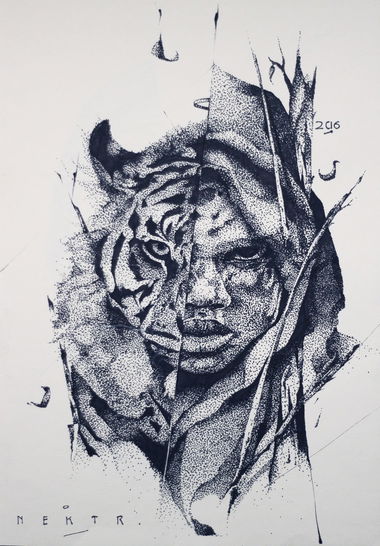 Graffiti Sketch - Photo by NektariumC - tiger, mensch, portrait (2016)