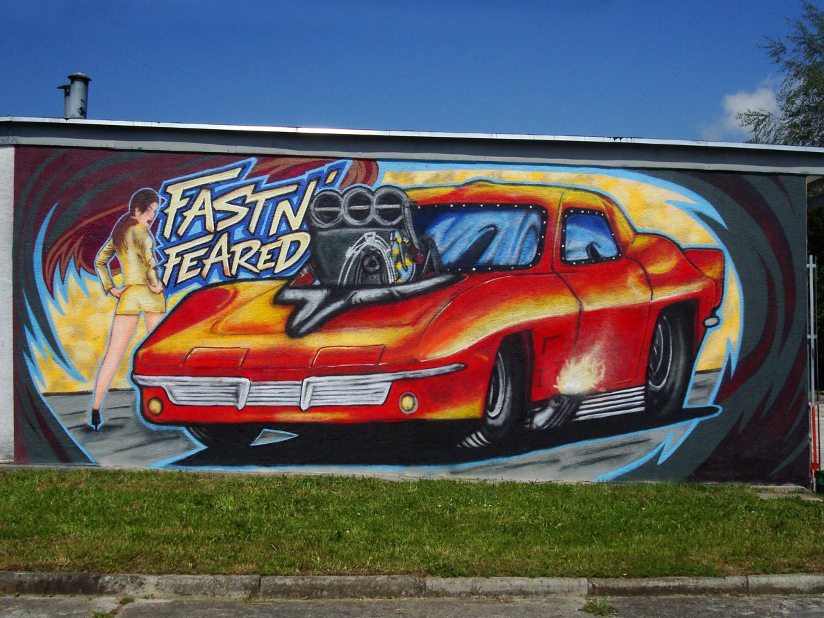 Graffiti Wall in Nowy Sacz - Photo by NupzerOne - Drag, car, garage (2014)