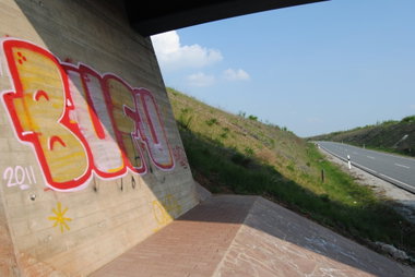 Graffiti Bombing in Artern - Photo by OMEK - Bufu, Bufus, Quer