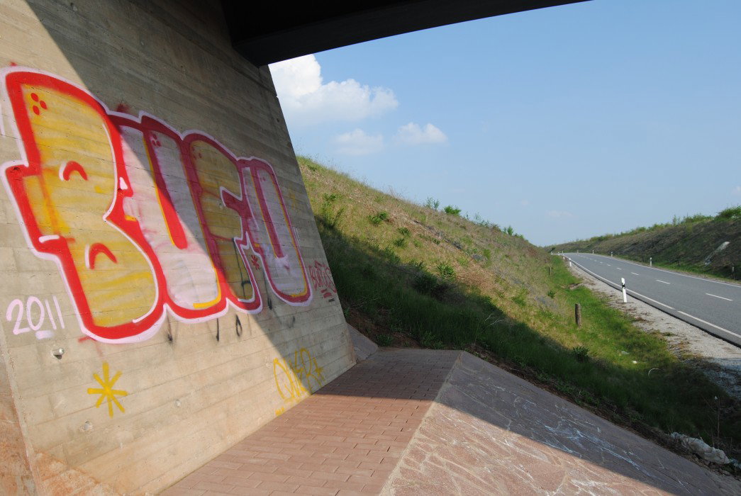 Graffiti Bombing in Artern - Photo by OMEK - Bufu, Bufus, Quer