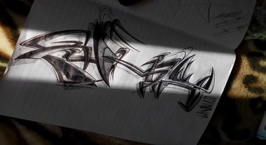 Graffiti Sketch in Meciems - Photo by OMK - OMK (2013)