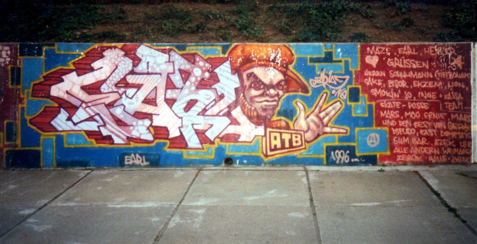 Graffiti Wall in Jena - Photo by Oldschool - Earl, ATB, MFS (1996)