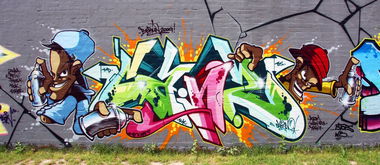 Graffiti Wall in Berlin - Photo by Oldschool - Can2, Atom, Wow123