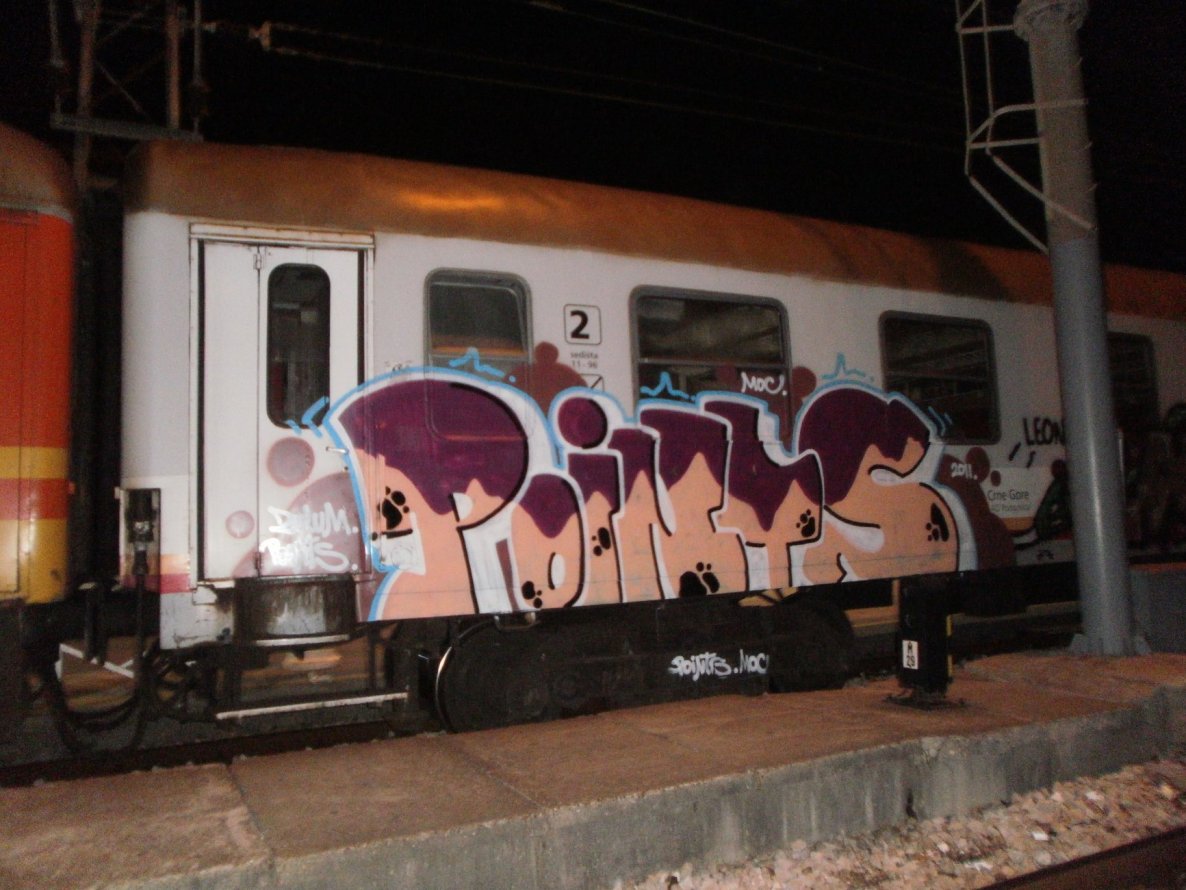Graffiti Train in Optina Bar - Photo by Oneleg - Points, HNG (2011)