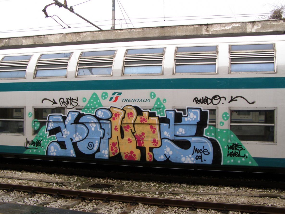 Graffiti Train in Milano - Photo by Oneleg - Points, HNG (2009)
