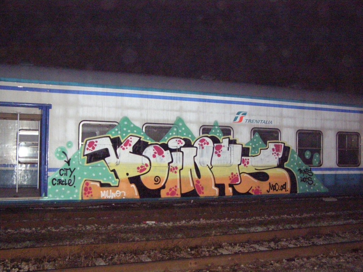 Graffiti Train in Milano - Photo by Oneleg - Points, HNG (2009)