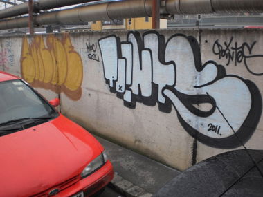 Graffiti Bombing in Vienna - Photo by Oneleg - Points, HNG, Suicide (2011)