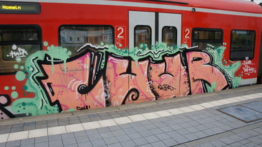 Graffiti Train in Hannover - Photo by Oneleg - Chur, HNG, SRH (2012)
