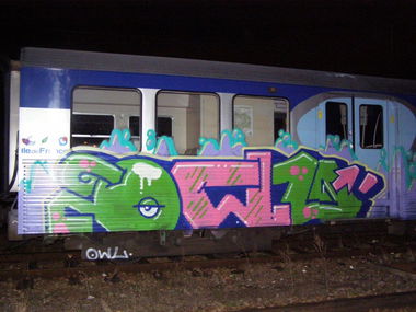 Graffiti Train in Paris - Photo by Oneleg - Owl (2009)