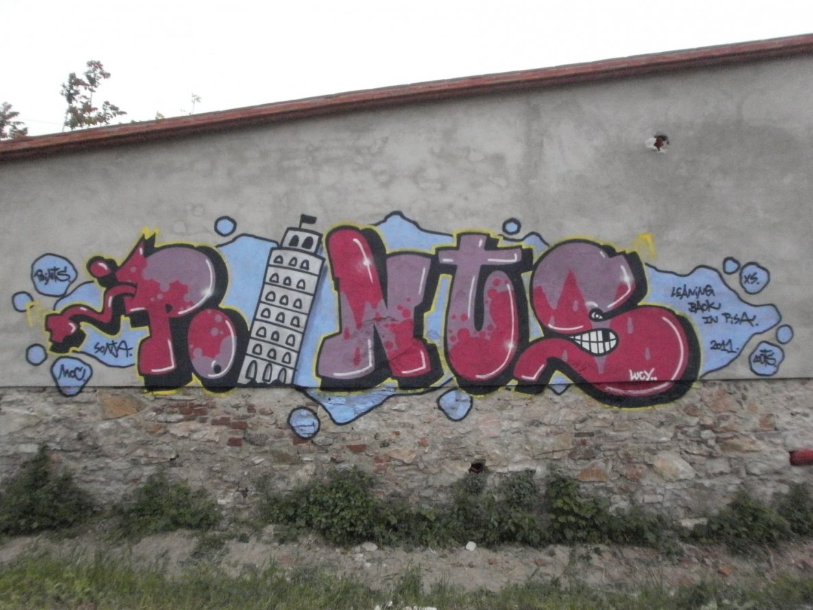 Graffiti Wall in Pisa - Photo by Oneleg - Points, HNG, Leaning (2011)