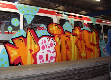 Graffiti Train in Lyon - Photo by Oneleg - Points, HNG (2012)