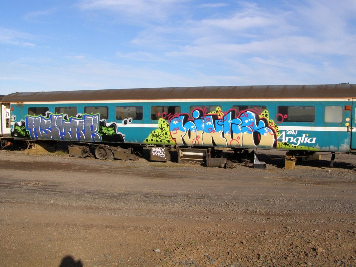 Graffiti Train in Auckland - Photo by Oneleg - Asmar, Points, HNG (2008)