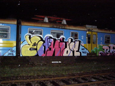 Graffiti Train in Wroc?aw - Photo by Oneleg - Points, HNG (2008)