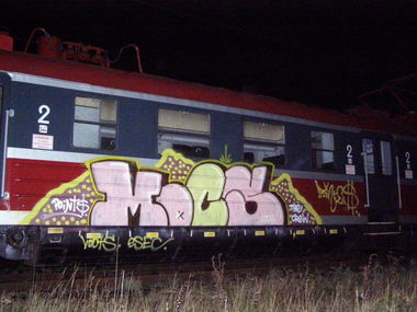Graffiti Train in Wroc?aw - Photo by Oneleg - Mocs, Points, HNG (2008)