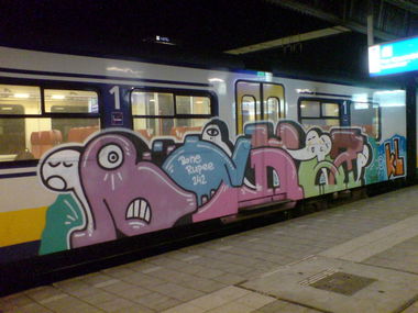 Graffiti Train in Rotterdam - Photo by Oneleg - Bzuka, Bzka, KL (2008)