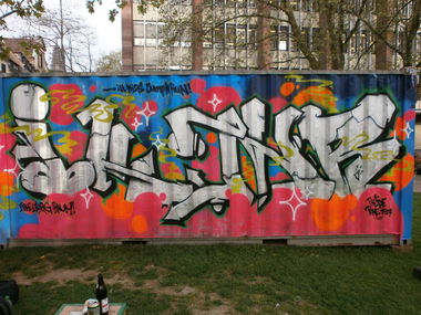 Graffiti Wall in Freiburg - Photo by Owes - IK, -, JNR (2012)