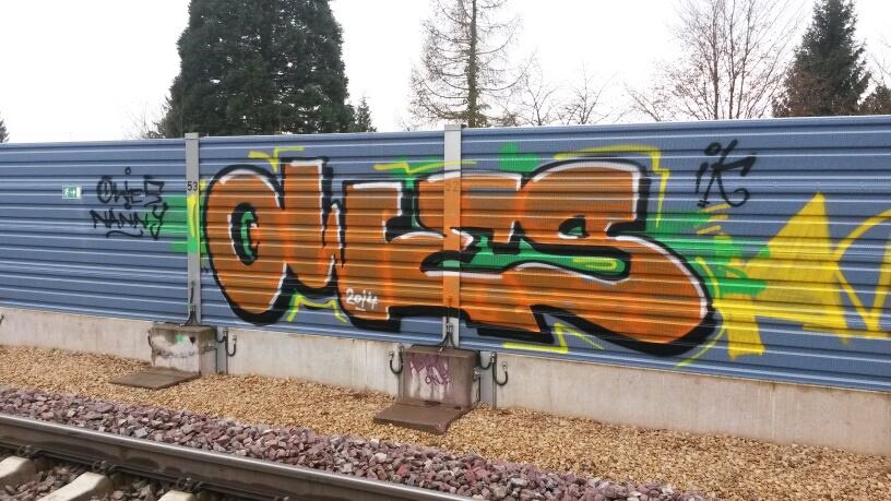 Graffiti Bombing in Freiburg - Photo by Owes - OWES, x, IKS (2014)
