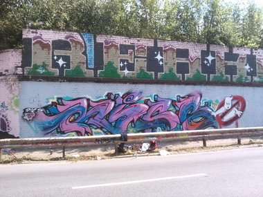 Graffiti Wall in Essen - Photo by PL_PartyZan - rics, sino, graffbusters (2014)