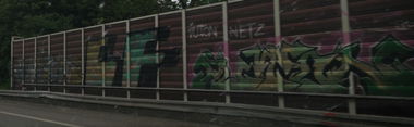 Graffiti Bombing in Wesseling - Photo by Pentabarf - A555, Bonn, Wesseling (2016)