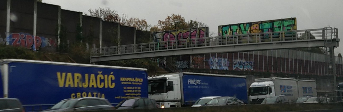 Graffiti Wall in Köln - Photo by Pentabarf - A3, Zipp, DFV