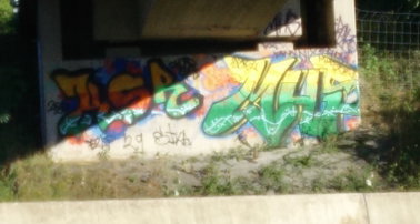 Graffiti Wall in Deutschland - Photo by Pentabarf - KSR, Sika, MHS (2015)