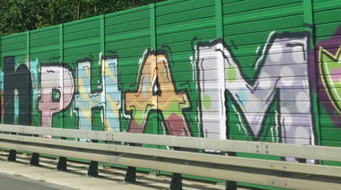 Graffiti Bombing in Erftstadt - Photo by Pentabarf - A553, Brühl, erftstadt