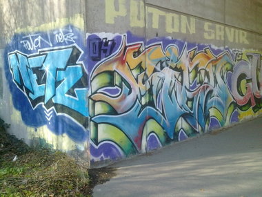 Graffiti Wall in Köln - Photo by Pentabarf - Puton, Netz, Savir (2004)