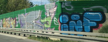 Graffiti Bombing in Erftstadt - Photo by Pentabarf - A553, Brühl, erftstadt