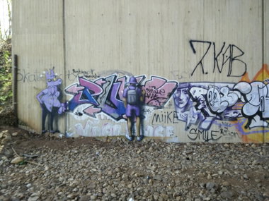 Graffiti Wall in Deutschland - Photo by Pentabarf - Puk, 2kab, smile