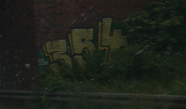 Graffiti Bombing in Wesseling - Photo by Pentabarf - A555, Bonn, Wesseling (2016)