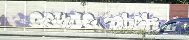 Graffiti Bombing in Essen - Photo by Pentabarf - A3, gekoe, oder (2008)