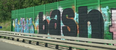 Graffiti Bombing in Erftstadt - Photo by Pentabarf - A553, Brühl, erftstadt