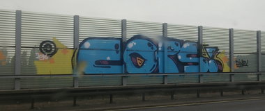 Graffiti Wall - Photo by Pentabarf - A3, Oberhausen, cops (2016)