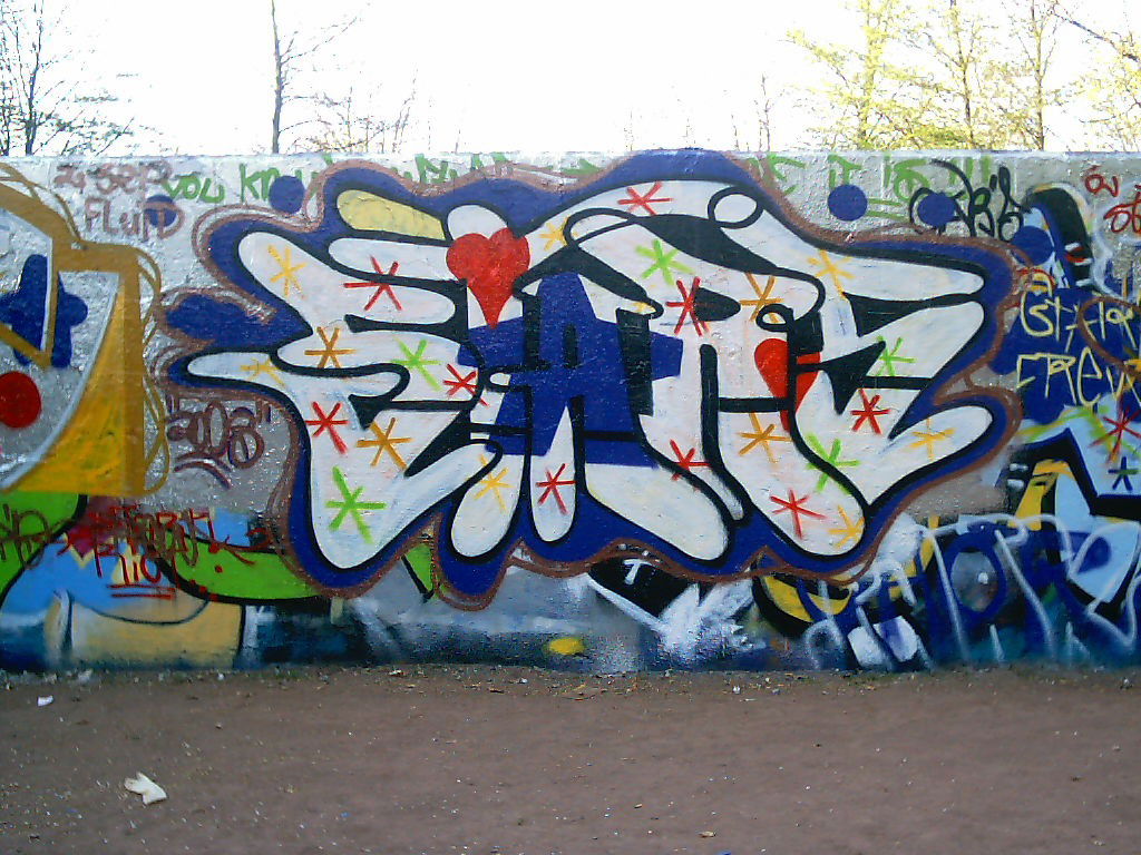 Graffiti Wall in Bonn - Photo by Pentabarf - halloffame, bonn, rheinaue (2003)