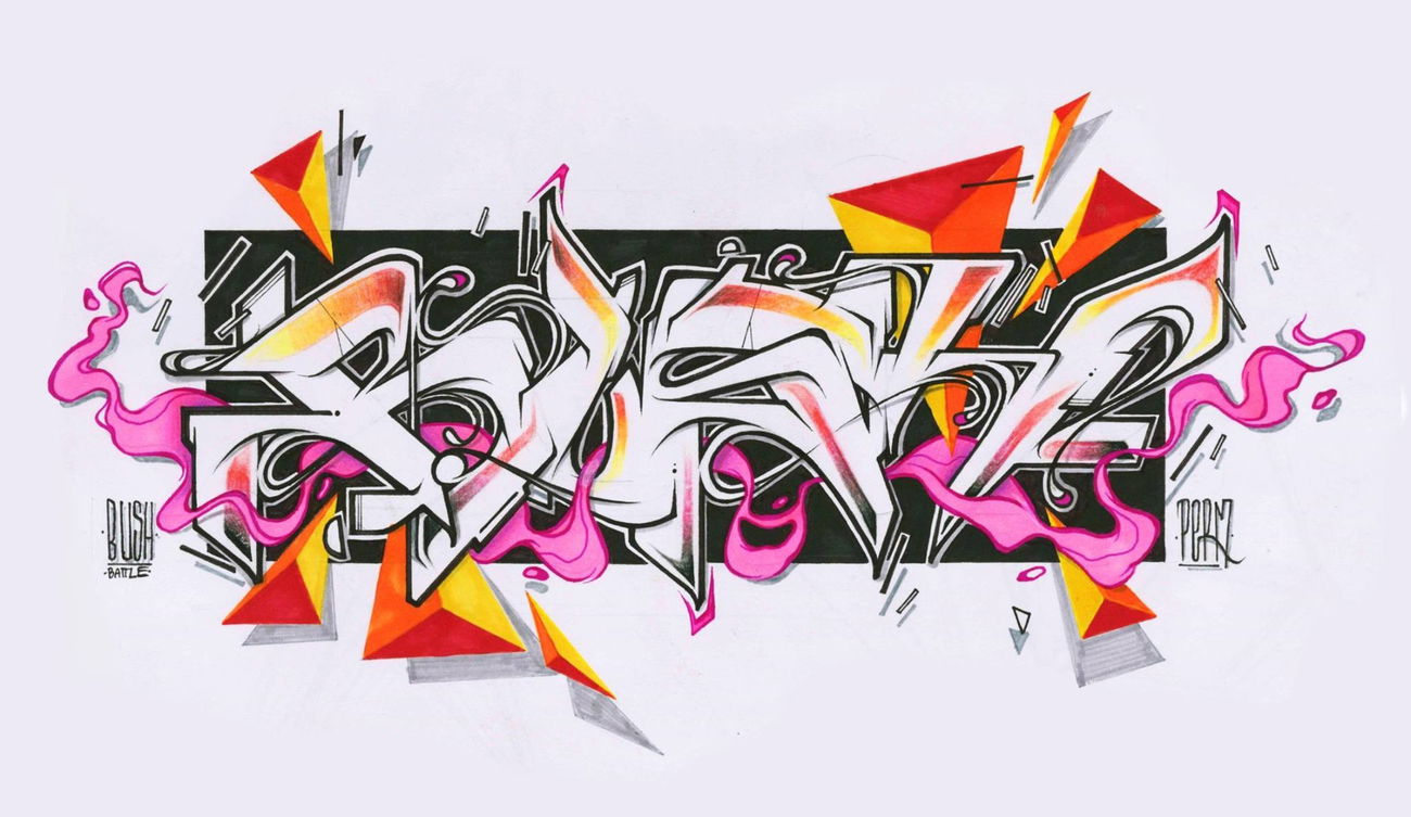 Graffiti Sketch - Photo by PermArt - graffiti, triangle, paper (2016)