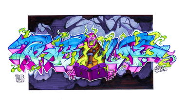 Graffiti Wall - Photo by PermArt - graffiti, sketch, paper (2015)